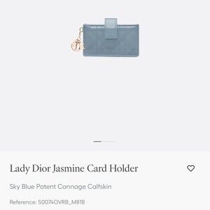 Lady Dior Jasmine Card Holder in Sky Blue Patent Cannage Calfskin